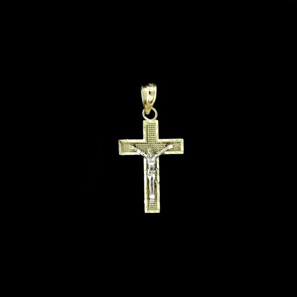 Real 10K Yellow Gold Diamond Cut Cross Pendant - Picture 4 of 6